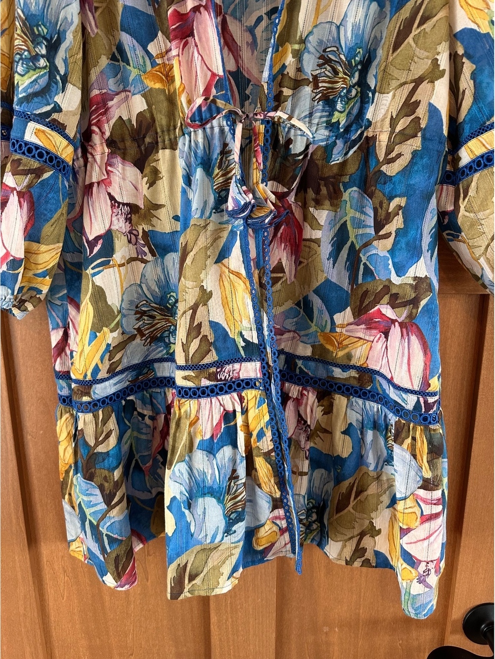 NWT Tommy Bahama Playa Marbella Open Front Beach Tunic Blue Floral Women’s Small - Picture 5 of 15